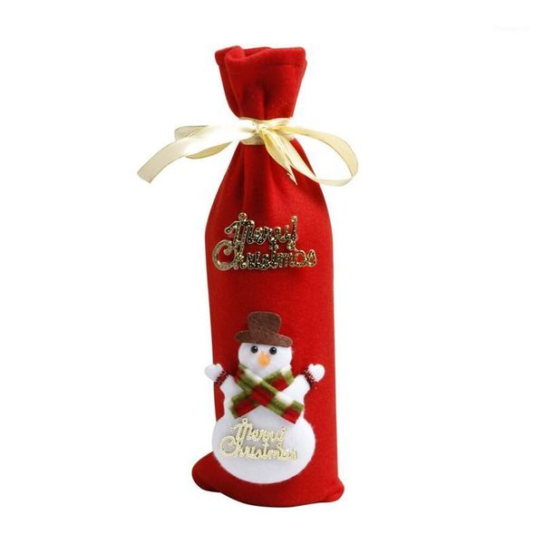 

red christmas decorations for home santa claus wine bottle cover snowman stocking gift holders navidad decor new year1