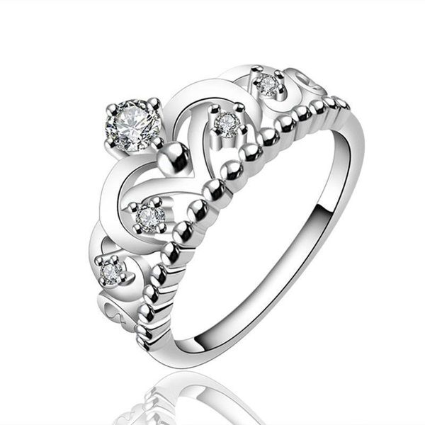 

new fashion lady wedding ring cute lovely simple color silver jewelry women crystal crown ring r601 h bbyafd