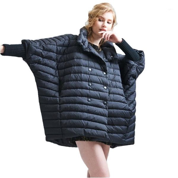 

eva om winter new stylish women's cloak down coat women's fashion light down jacket loose large size jackets ef36181, Black