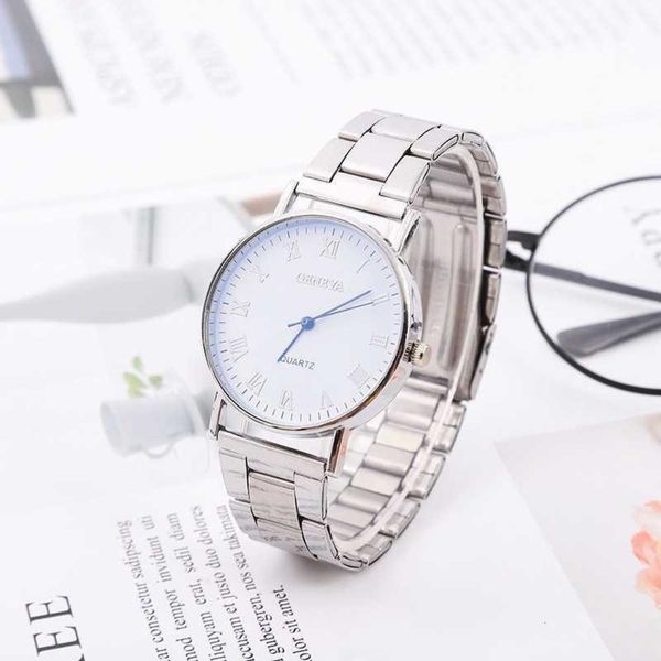 

watch men's steel band leisure men's steel company quartz roman character roman, Slivery;brown