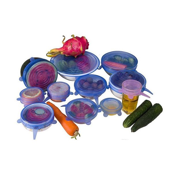 

6pcs/set sile stretch suction pot lids reusable fresh keeping wrap universal seal lid pan cover ser jllwrs dayupshop