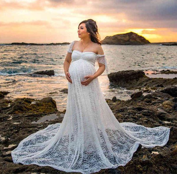

casual dresses lace off the shoulders gown wedding maternity dress baby shower long wed dresses 5wqi, Black;gray