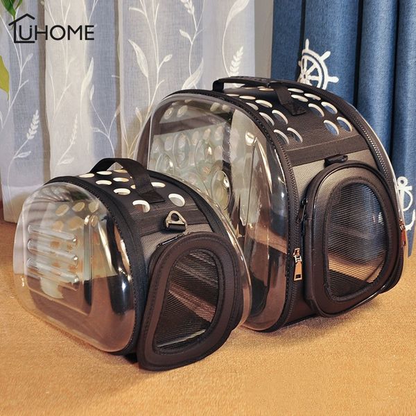 

foldable cat bag breathable portable pet carrier bag outdoor travel handbag for cat dog transparent space pet travel carry bag c1009