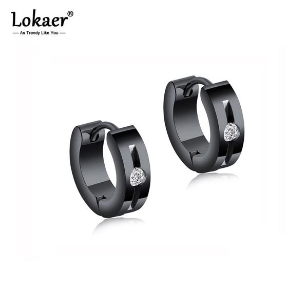

lokaer brand punk black/gold color stainless steel women men hoop earrings charms fashion jewelry brincos e17114, Golden;silver