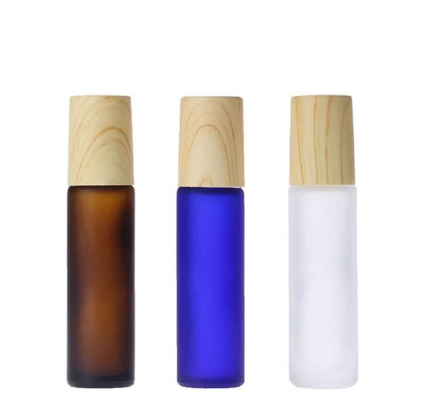 

10ml amber blue clear frosted glass roll on bottle essential oil perfume bottle travel dispenser bottle steel roller bbylqy lg2010