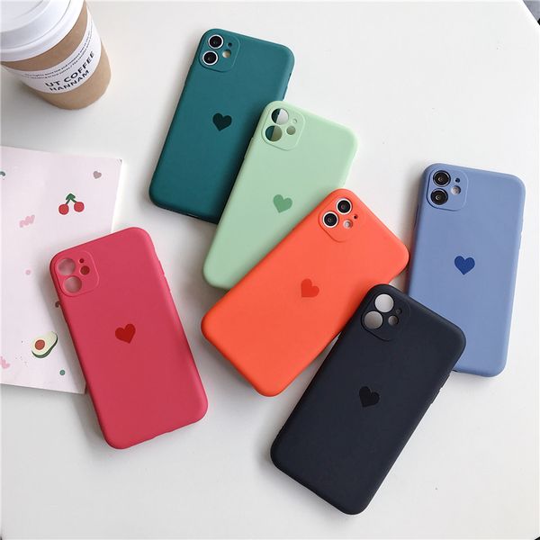 

frosted lens protection silicone heart phone case for iphone 12 11 pro max mini x xr xs max 8 7 6 6s plus se 2020 cases soft tpu