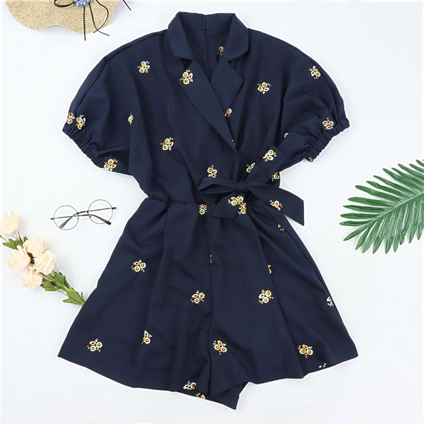 Neue Mode Fledermausärmel Blumenstickerei siamesische Dame Reißverschluss hinten Kimono Frauen Overalls schicke Fliege Overalls Strampler ZA T200704