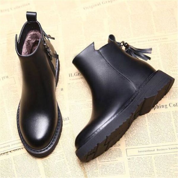 

new 2021 winter fashions vintage fringe women's outdoor shoes rain boots black ladies size 35-40 1k83