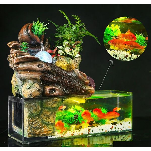 

aquarium fish tank artificial landscape rockery water fountain with ball ornaments living room desklucky ho qyldkn bde_luck