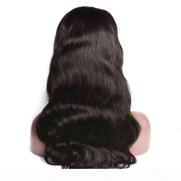 

ms 4*4 body human hair swiss lace closure wig 10-30 raw remy human hair with baby hair 150% density pre plucked wigs, Black;brown