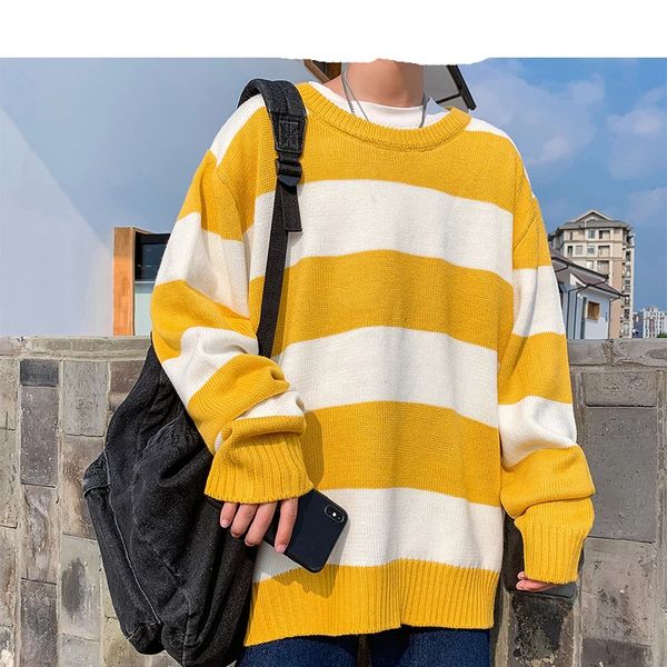 

men oversized striped sweater 2021 mens winter korean fashions sweater male pullover harajuku harajuku black sweaters, White;black
