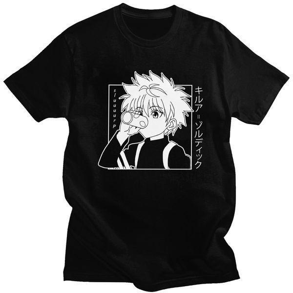 

kawaii hunter x hunter tshirt short sleeve killua zoldyck crew neck fitted soft anime ga clothes sport hooded sweatshirt hoodie men t shirt