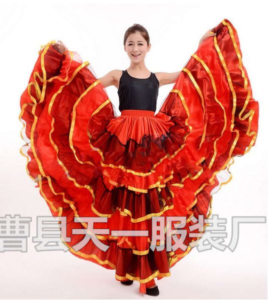 

spanish bullfight belly big swing opening dance costume show dress skirt, Black;gray