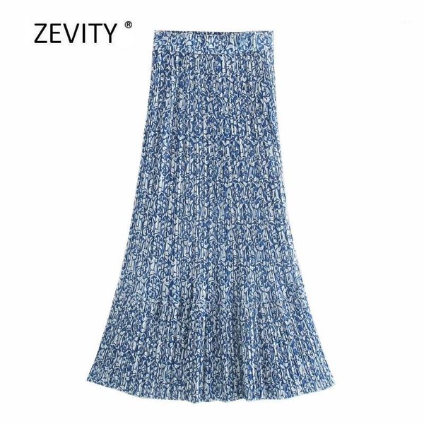 

2020 new women vintage printing pleated long skirt faldas mujer lady chic elastic waist patchwork vestido casual skirt qun6511, Black