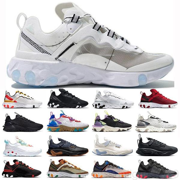 

2020 tour react element 87 55 mens casual shoes men women orange peel sail triple black white taped seams trainers sports sneakers ls8l