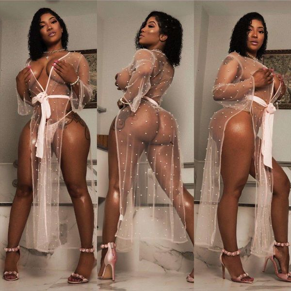 

женщины повседневных кимоно кардиган ladies 2020 summer long mesh see through рубашка top женщина sexy кимоно boho блуза tops black, White