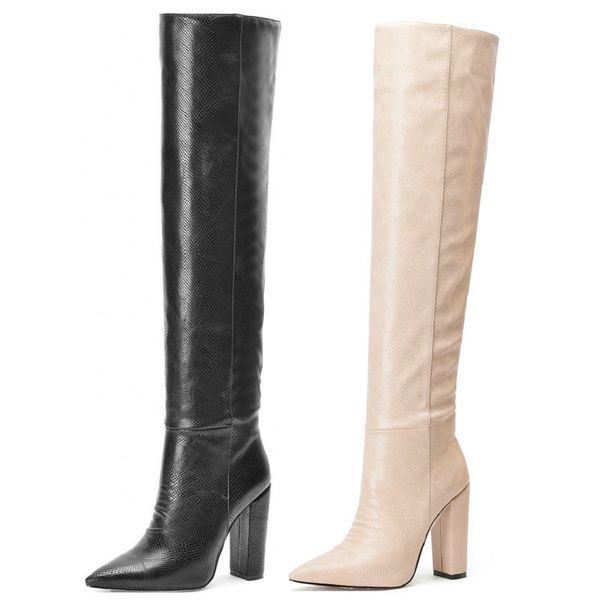 

brand women boots fish-scale patte sqaure high heel knee high boots faux leather pointed toe autumn winter long boots black blue c1023