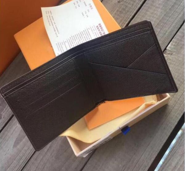 

with box luxury designer real leather men's short compact multiple wallet receipt brand name bifold wallet good quality, Red;black