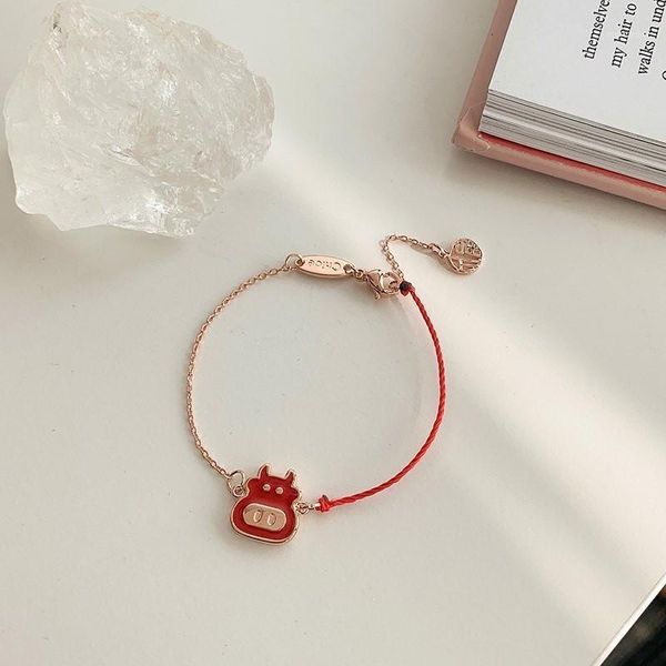 

bangle 2021 zodiac year of the ox braided red hand rope natal temperature change color cute bracelet gift for women1, Black
