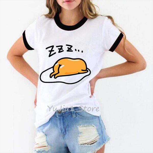 

еще пяти минут смешно спящих ленивого яйцо печать графических футболки женщин gudetama nbsp; тенниска тройник рубашка femme camisas mujer ве, White