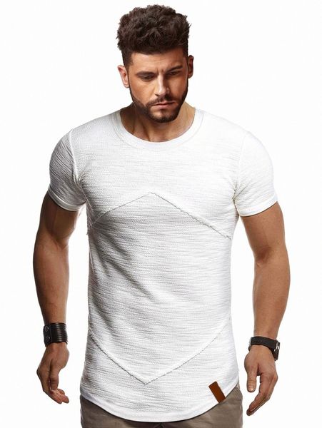 

men patched short sleeve tee l470#, White;black