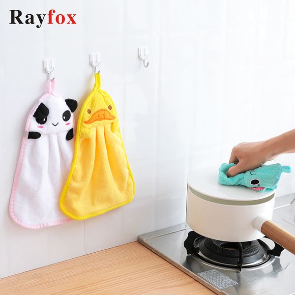 

kitchen accessories cute cartoon animal soft velvet coral hand towel dishcloth can be hung gadgets cleaning tools