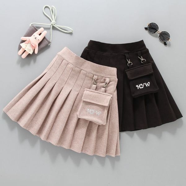 

half length girls' 100 fold autumn winter 20 years new children's foreign sle embroidered pocket skirt girls wear spring and, Blue