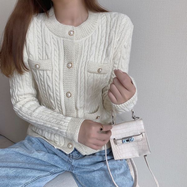 

2021 new fashion new nightgown short fall and winter with long sleeve knitted cardigan women's jacket h00283 e23f, White;black