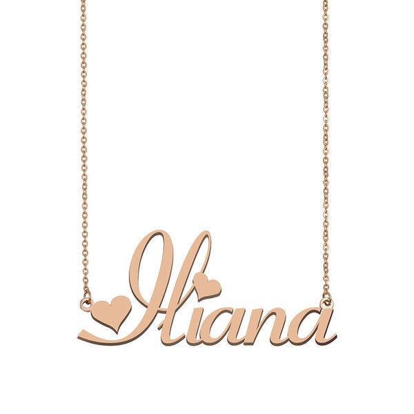 

iliana name necklaces pendant custom personalized for women girls children friends mothers gifts 18k gold plated stainless steel, Silver