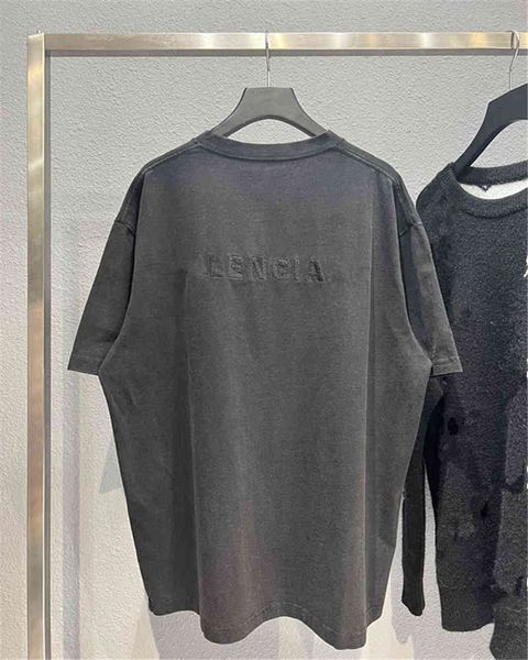 

men's hoodies & sweatshirts ins22ss early spring front and back embroidered english letters printed couple paris os short sleeve t-shir, Black