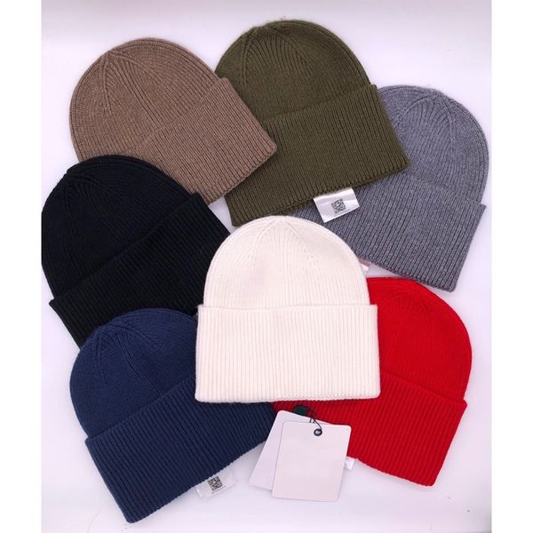 Neue Frauen Männer Wolle Hut Unisex Herbst Winter Beanie Sport Kappe Thermal Freien Gestreiften Solide Stricken One Size Wärmer Erwachsene hut Y201024