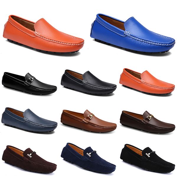 

leathers doudou men casual driving shoes breathables soft sole light tans black navys whites blue silver yellow grey footwear all-match outd