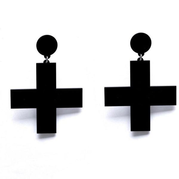 

dangle & chandelier hip hop acrylic big cross earrings exaggerated punk drop night club jewelry, Silver