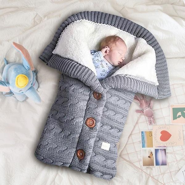 

winter warm baby sleeping bags knitted soft infant button knit blanket swaddle wrap newborn stroller pgraphy accessories