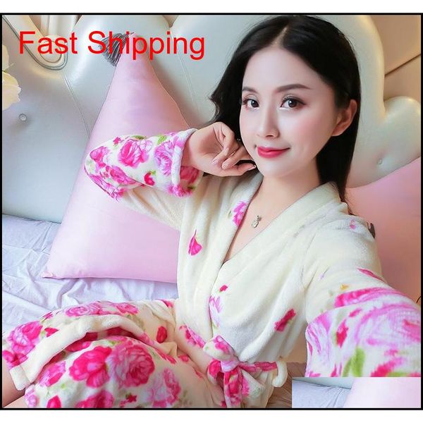 

winter new student robe with plush warm solid color print casual women's single jllqih jhhome