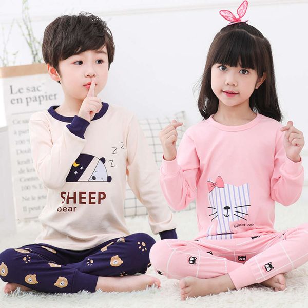 

and long sve pajamas cartoon men's girls' home wear children's autumn underwear suit, Blue;red