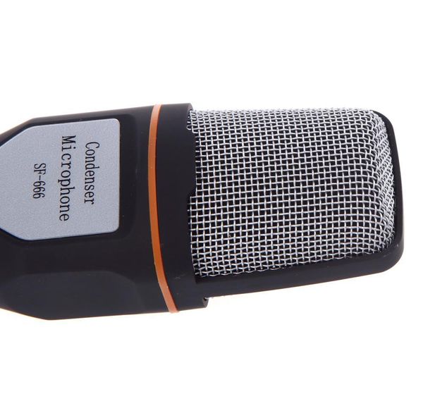 

3.5mm audio wired stereo condenser sf-666 microphone with holder stand clip for pc chatting singing karaoke la bbyrab yhshop2010