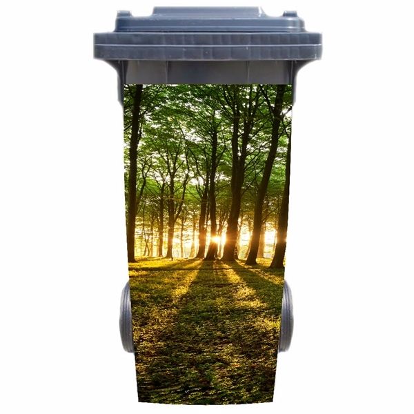 

diy modern sunshine forest adhesive removable waterproof sticker decals rubbish bin trash can cover sticker 120liter 240liter 1007