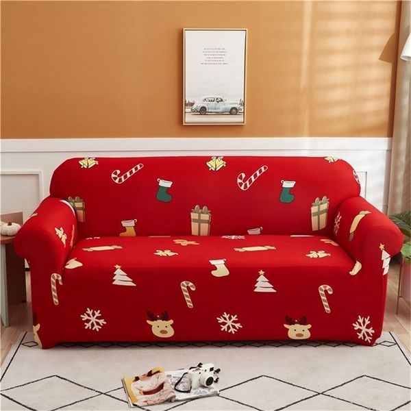 Stretch Sofa Cover Slipcovers Elastic Capa de Sofá All-Inclusive para Decorações de Natal Sofá Loveseat Cadeira L-Style Sofa Case 201222