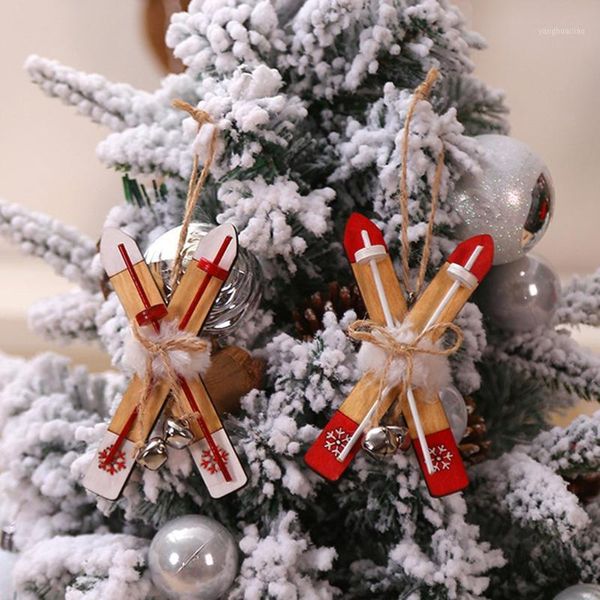 

christmas decorations wooden sleigh tree pendant window dress up decoration hanging ornament1