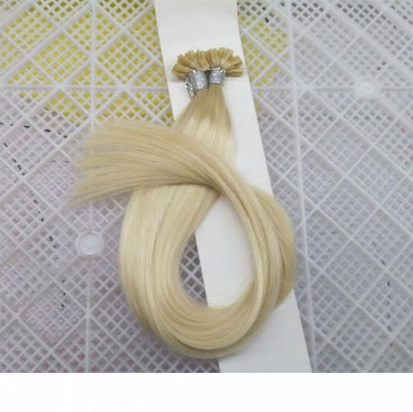 

100% virgin human hair extension keratin pre bonded u tip hair extensions 200s 0.5g s blonde 60# 8a unprocessed virgin hair u tip, Black