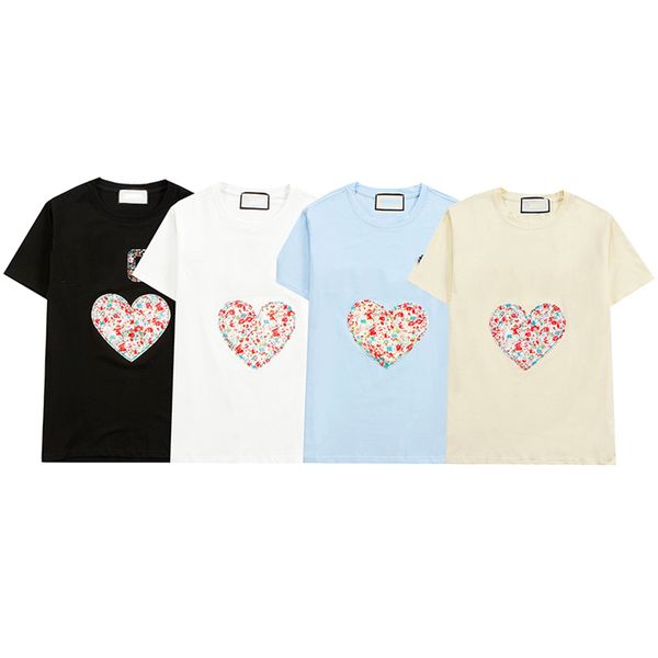 

2020 new designers t shirts mens high-quality fashion men short sleeved casual round neck cotton t-shirts little red heart print t-shirts, White;black