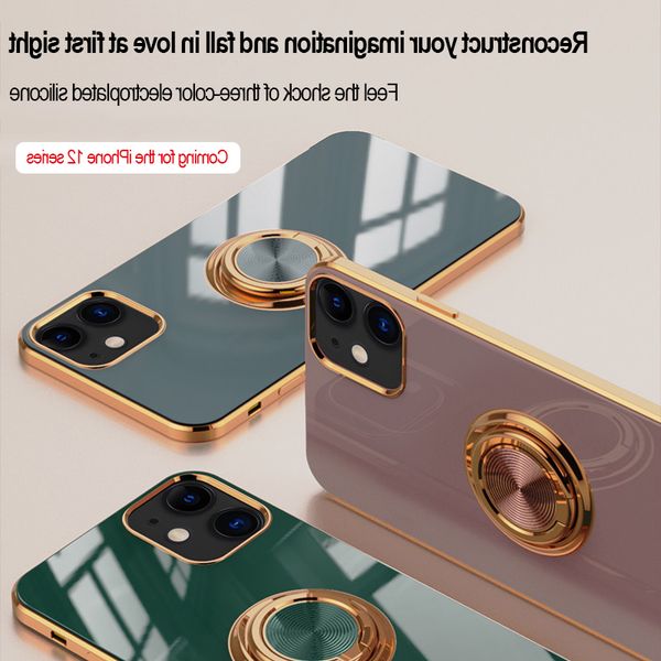 

6d electroplated magnetic car holder ring soft phone case for iphone 12 mini 11 pro se 2020 x xr xs max 7 8 plus cover