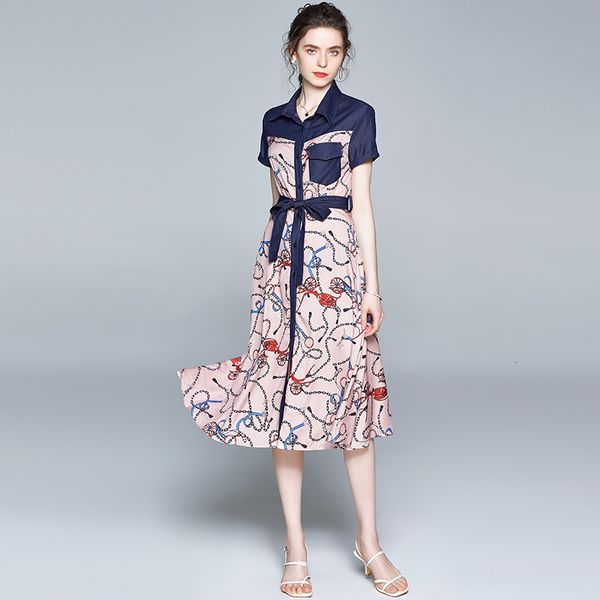 

womens summer runway designer midi shirt 2021 belt sleeves short holiday lean swing party dress long clothes qcxq, Black;gray