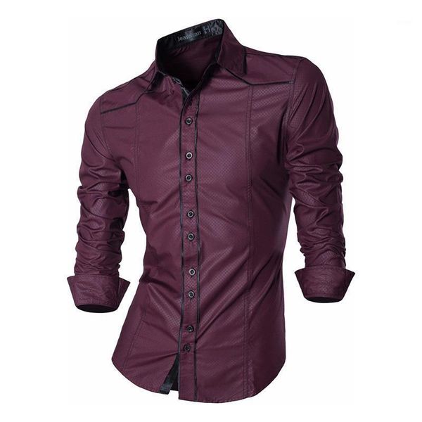 

jeansian men's casual dress shirts fashion desinger stylish long sleeve slim fit z034 winered21, White;black