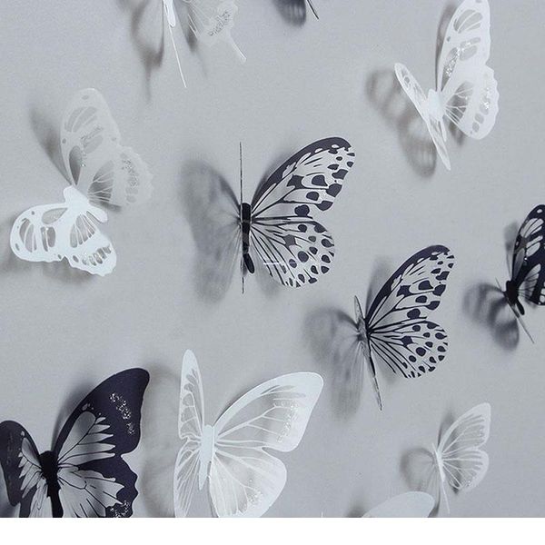 

36pcs 3d crystal butterfly wall stickers creative butterflies with diamond home decor kids room decoration art wal bbypmi