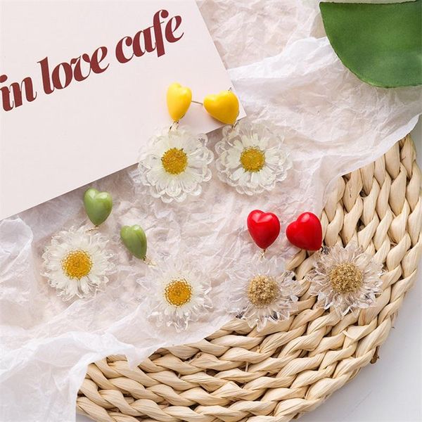 

dangle & chandelier korea exaggerated acrylic flower earrings sweet cute transparent big fashion statement jewelry women, Silver