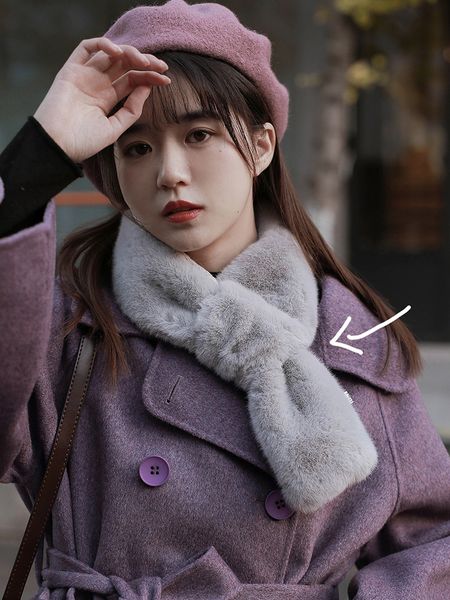 

dk special warm hairy scarf for women in winter extra warm korean short plush neck, Blue;gray