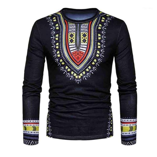 

men's t-shirts fashion men's t shirts casual african print o-neck pullover long sleeved t-shirt blouse for men male drop 1, White;black