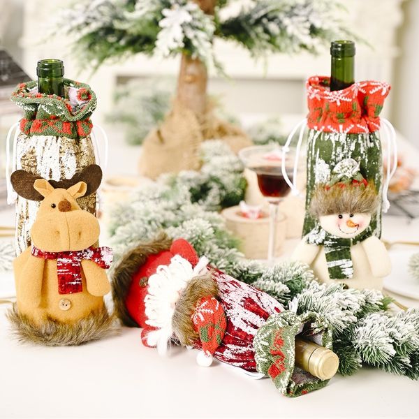 

christmas decoration festive atmosphere scene decorated santa claus snowman doll bottle set shopping mall home